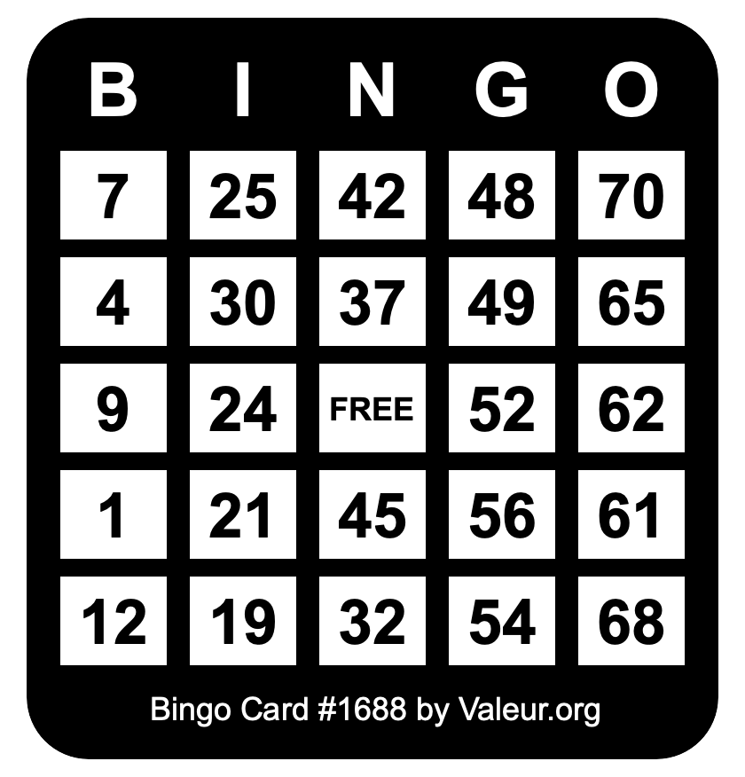 Bingo Card #1688