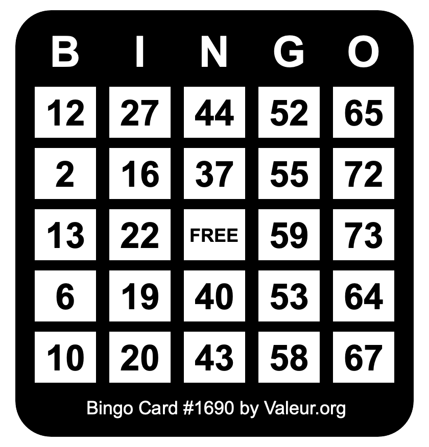 Bingo Card #1690