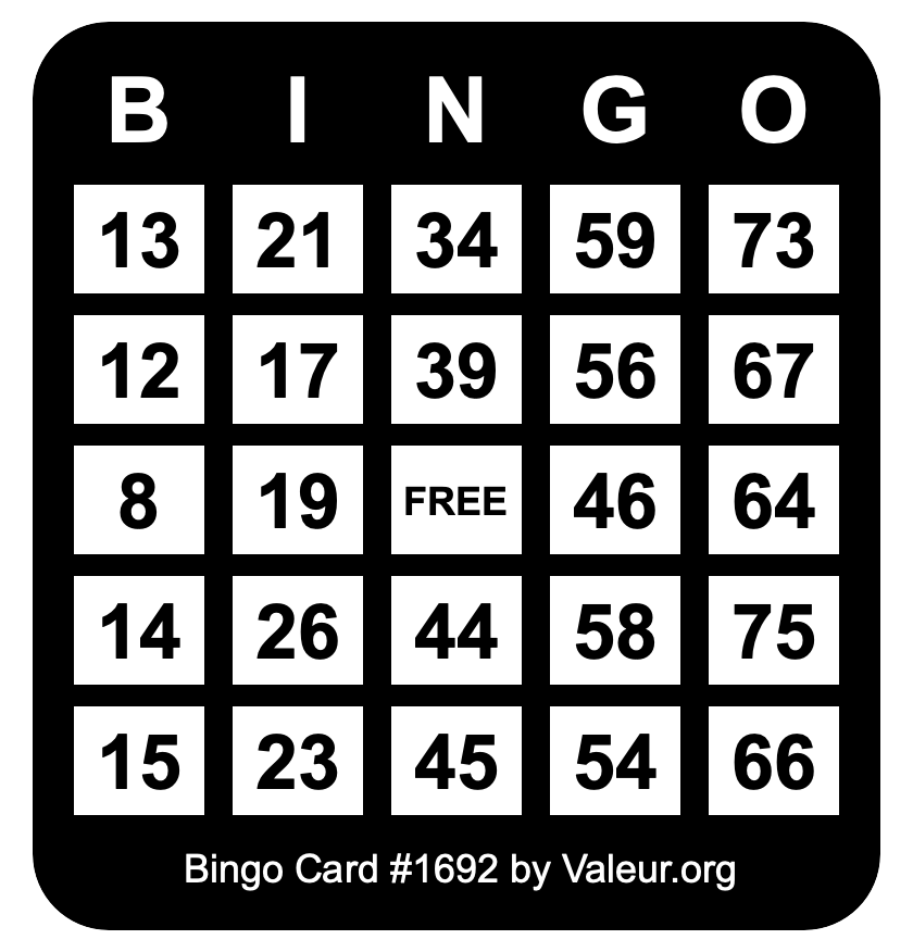 Bingo Card #1692