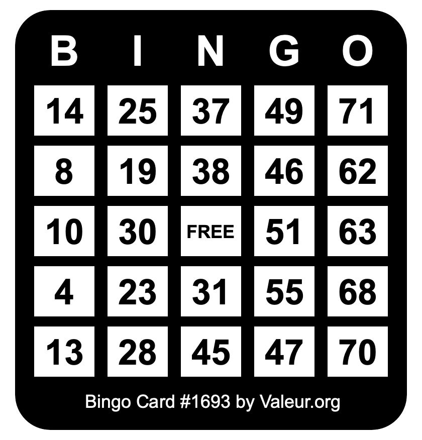 Bingo Card #1693