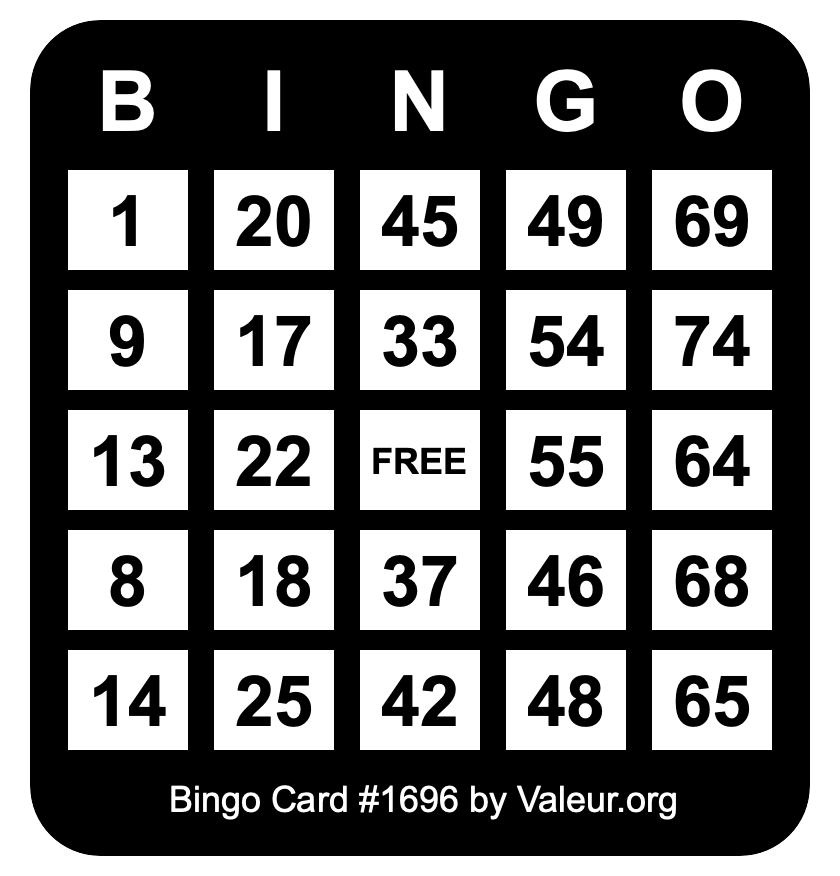 Bingo Card #1696