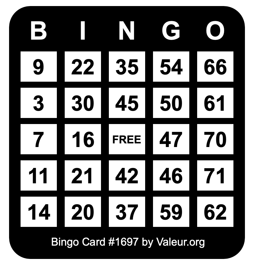 Bingo Card #1697