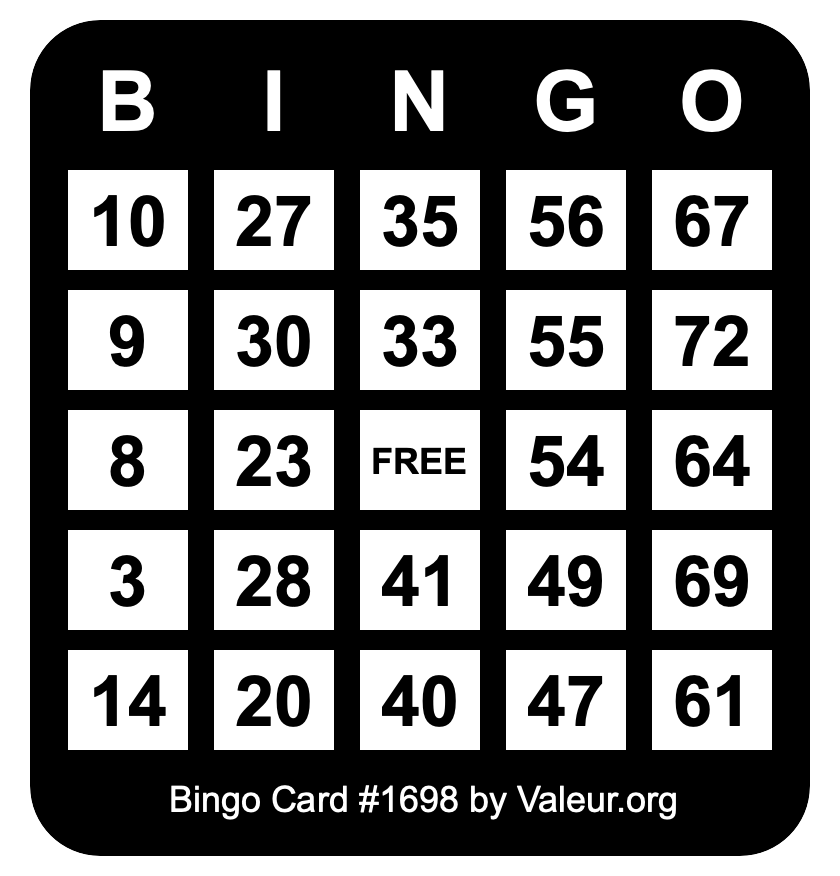 Bingo Card #1698