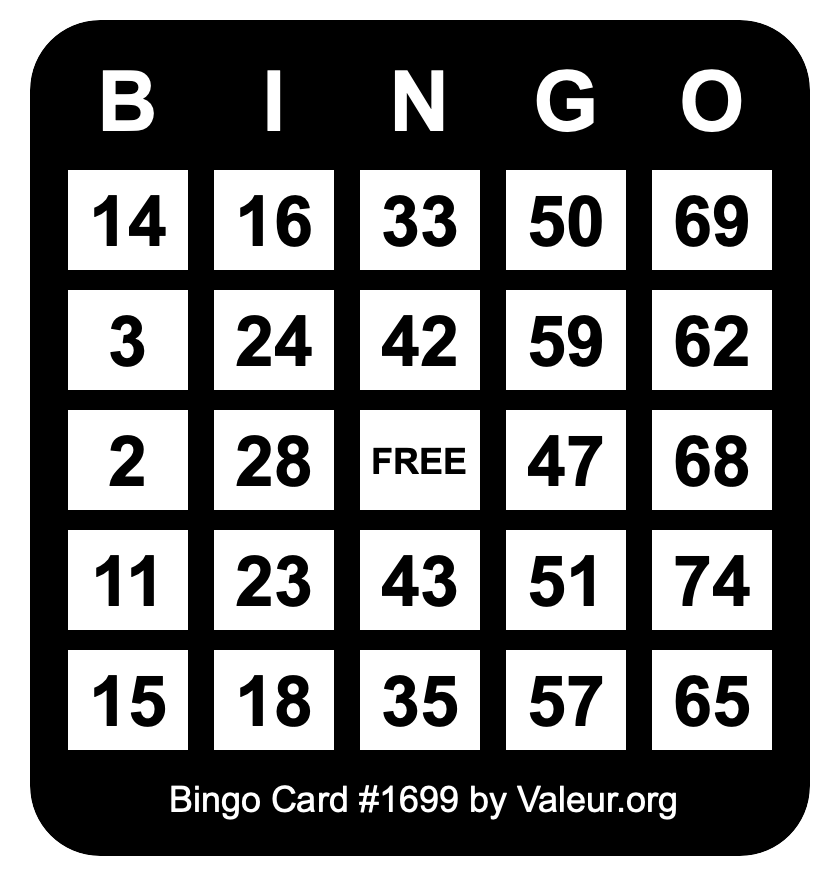 Bingo Card #1699