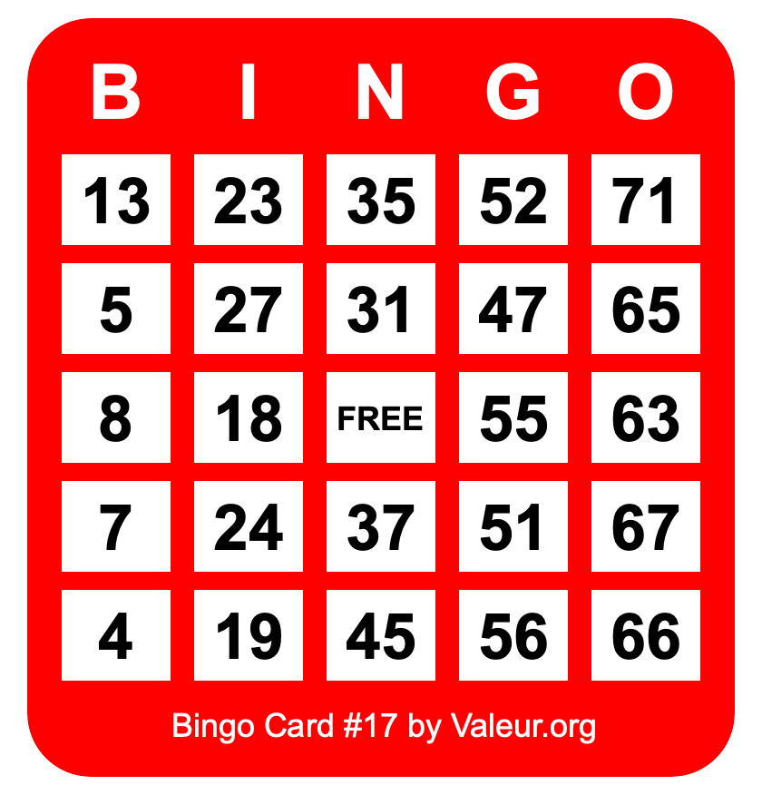 Bingo Card #17
