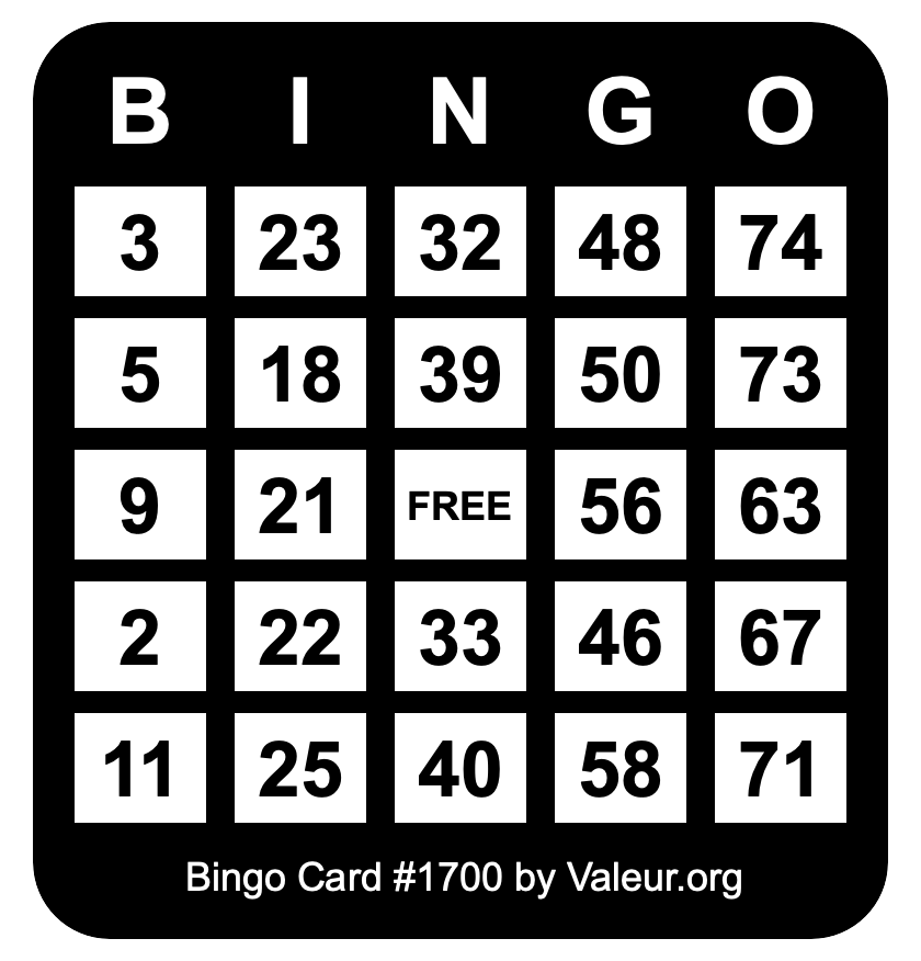 Bingo Card #1700