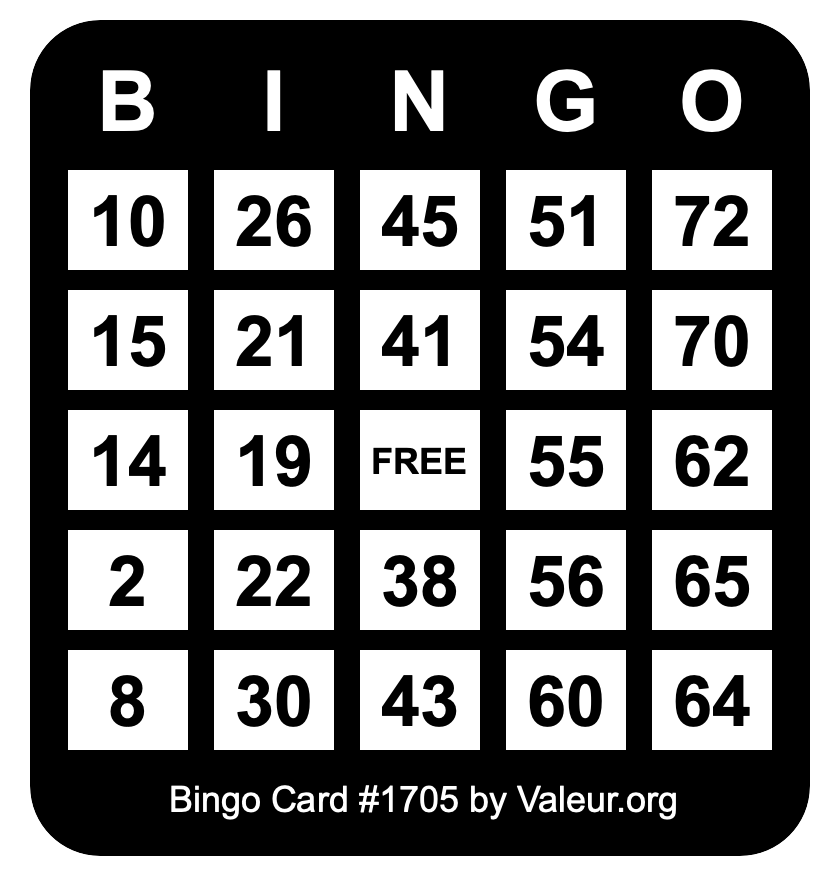 Bingo Card #1705
