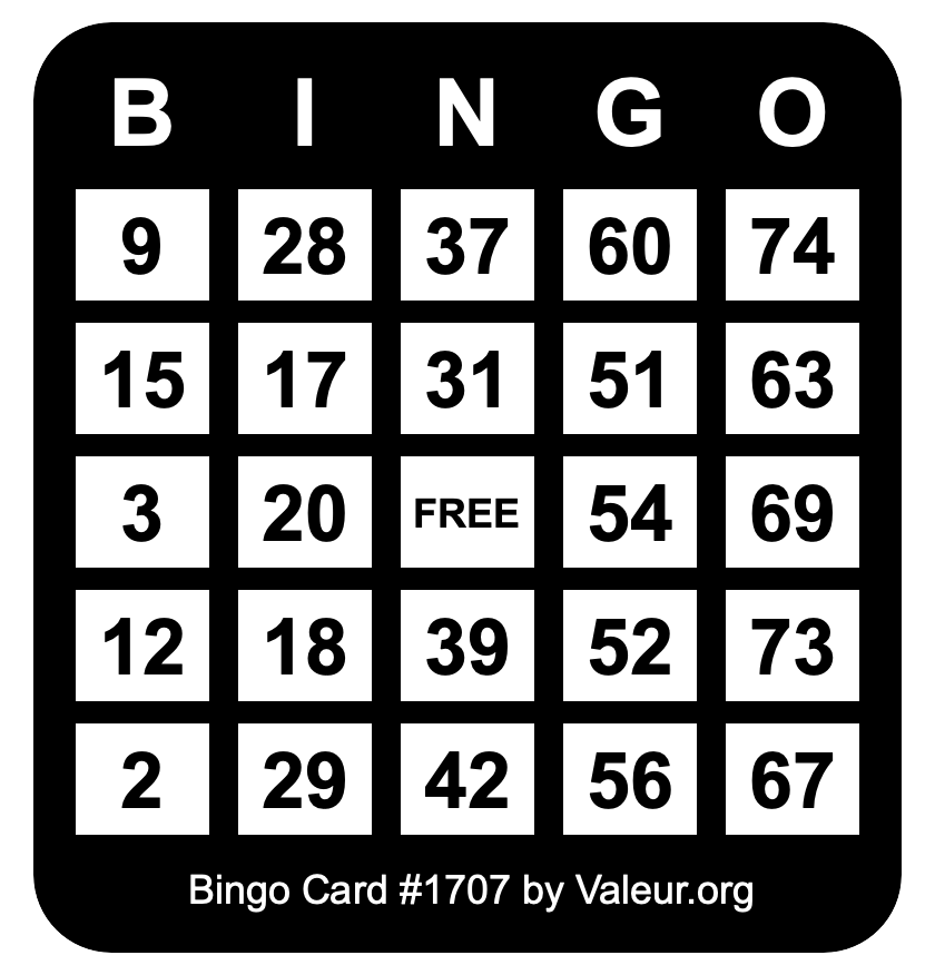 Bingo Card #1707