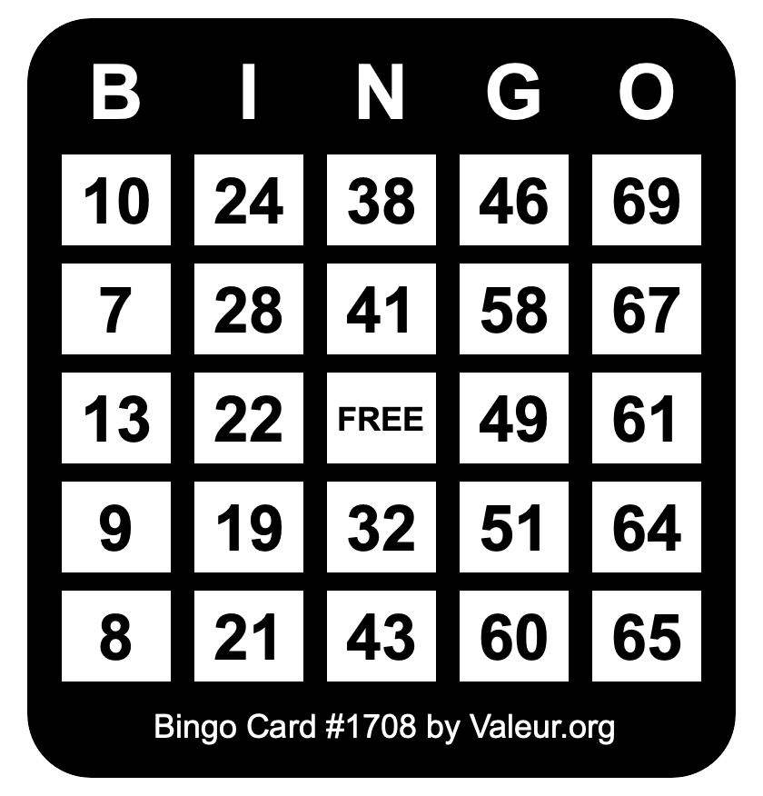Bingo Card #1708