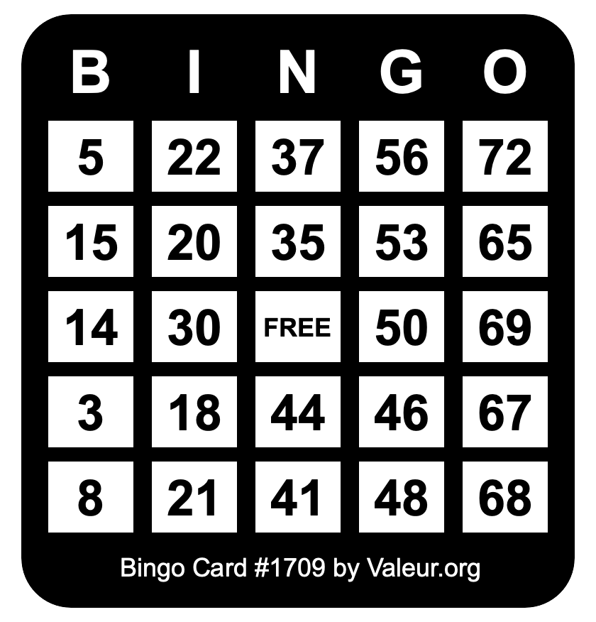 Bingo Card #1709