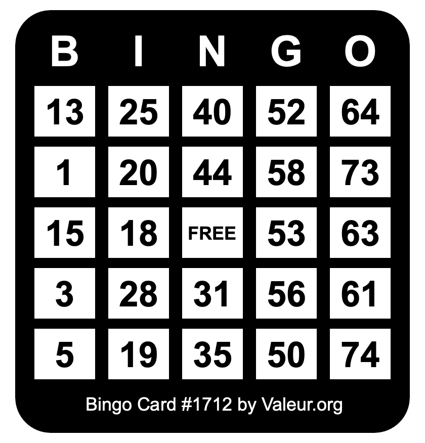 Bingo Card #1712