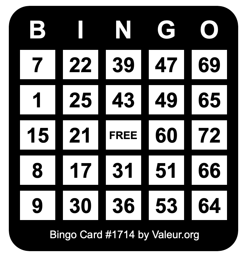Bingo Card #1714