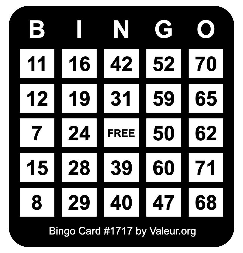 Bingo Card #1717