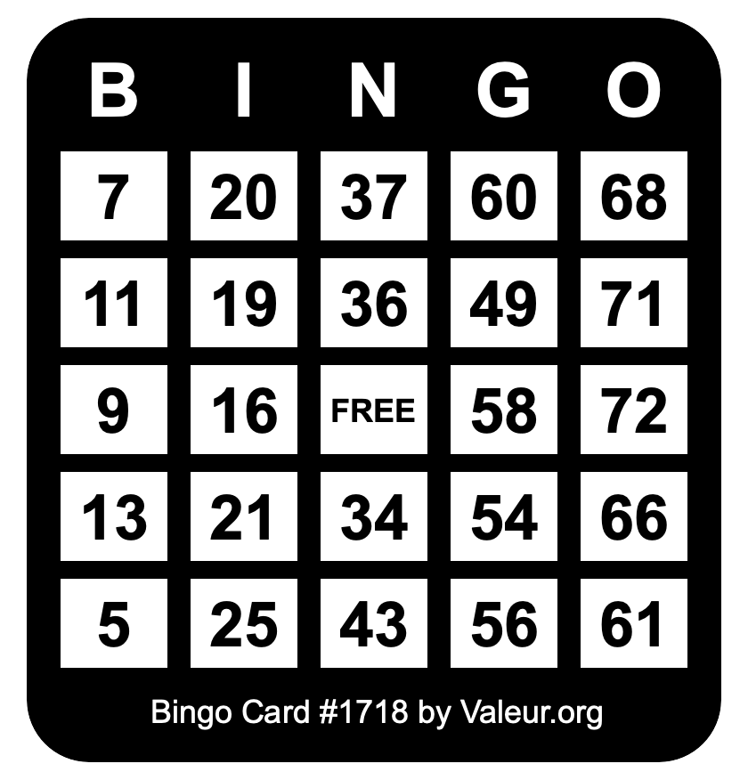 Bingo Card #1718