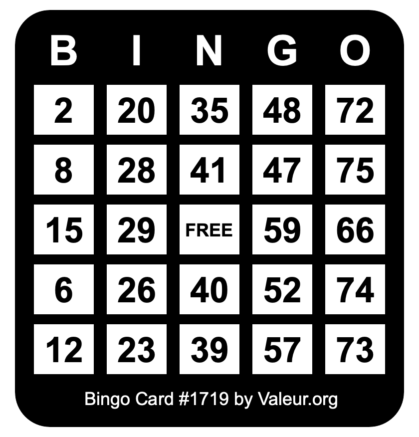 Bingo Card #1719