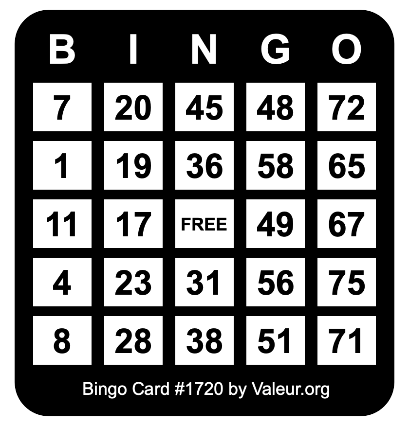 Bingo Card #1720