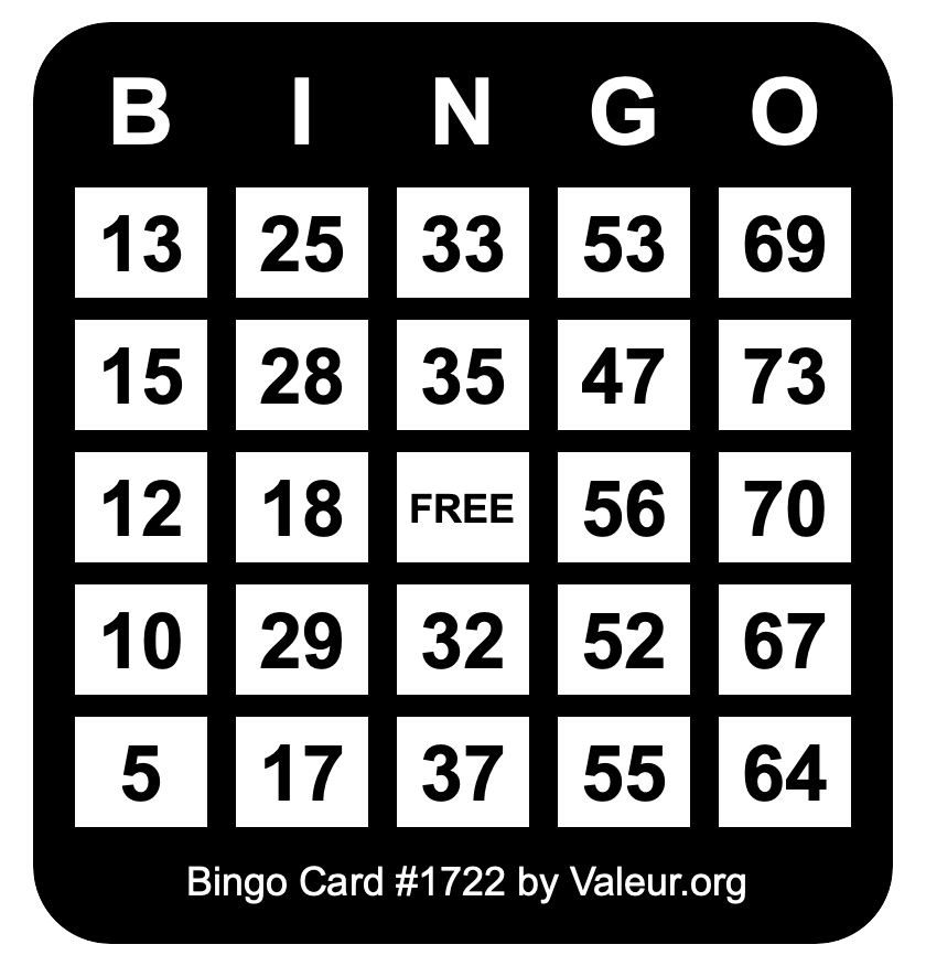 Bingo Card #1722