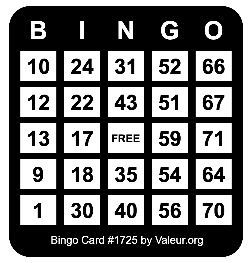 Bingo Card #1725
