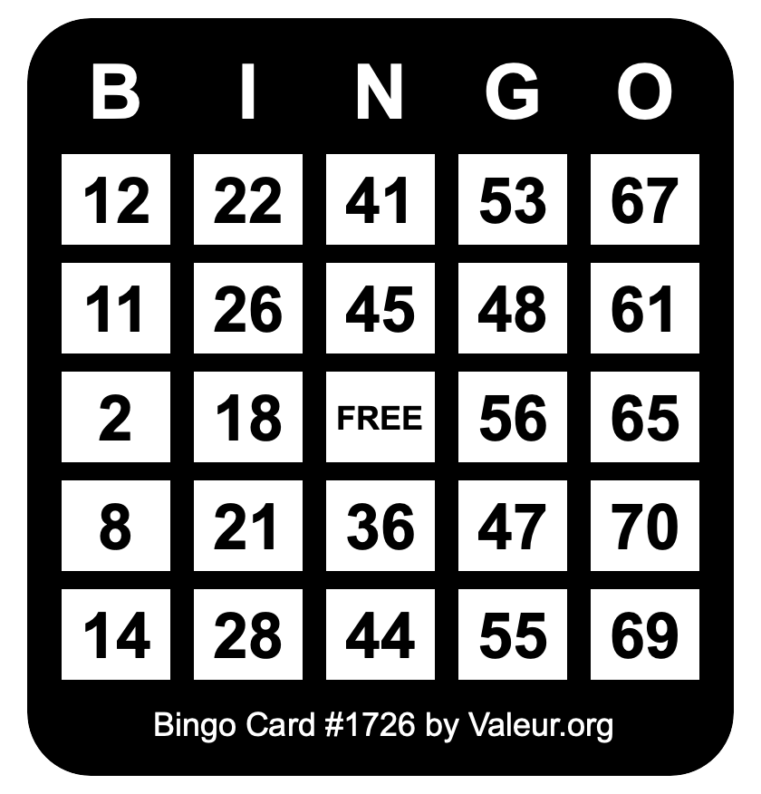 Bingo Card #1726