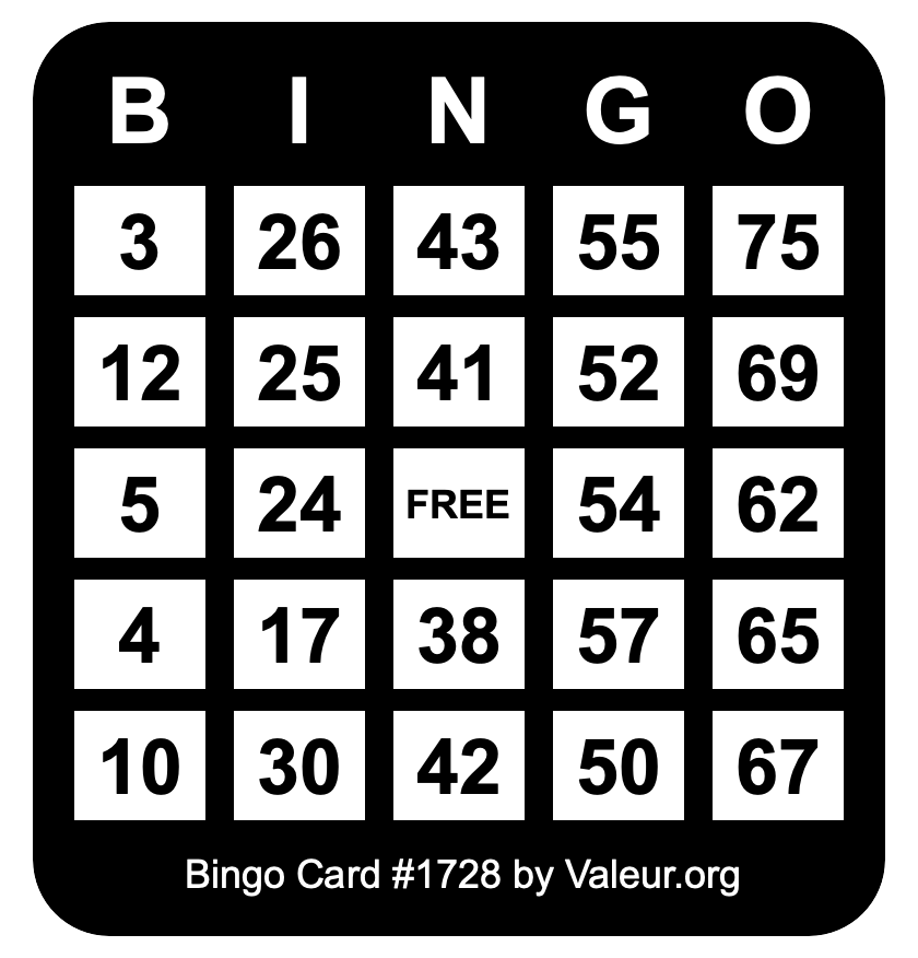 Bingo Card #1728