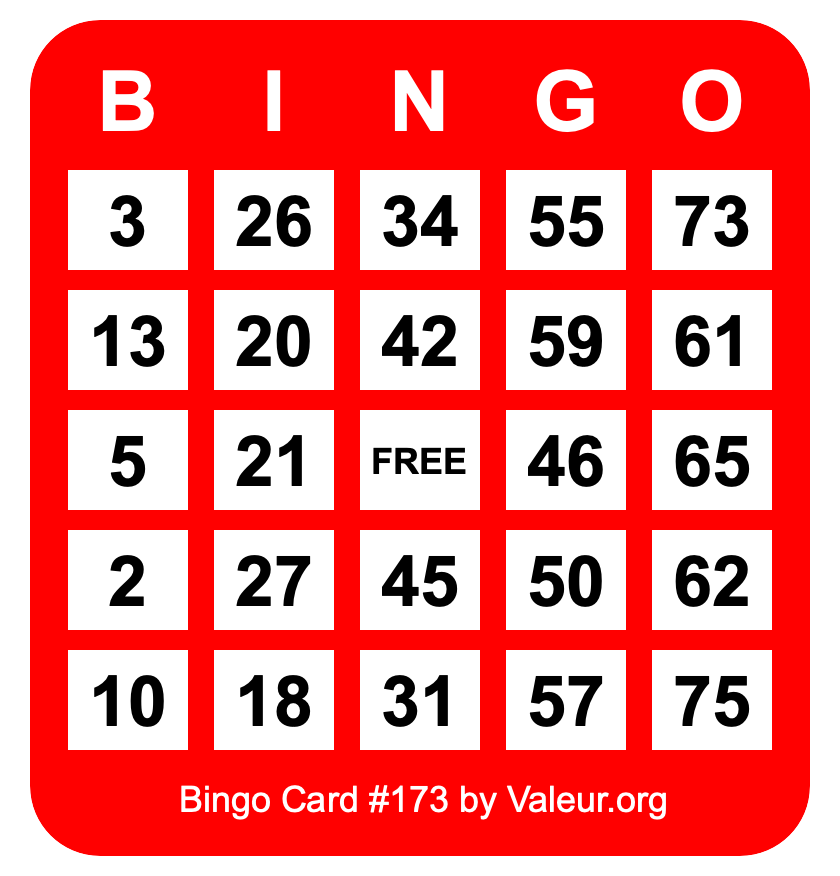 Bingo Card #173