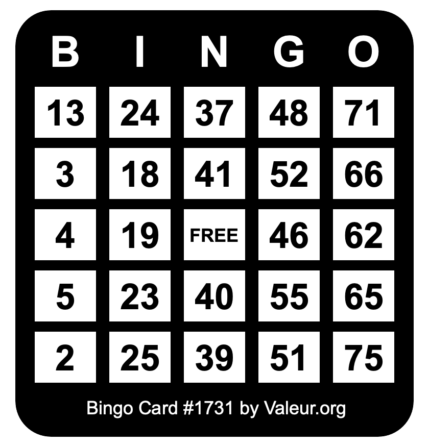 Bingo Card #1731
