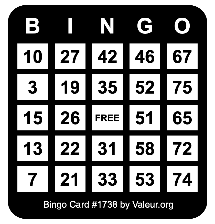 Bingo Card #1738
