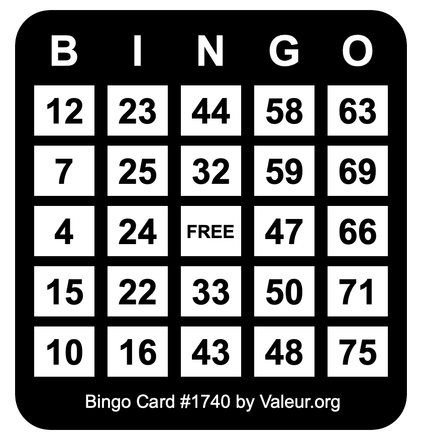 Bingo Card #1740