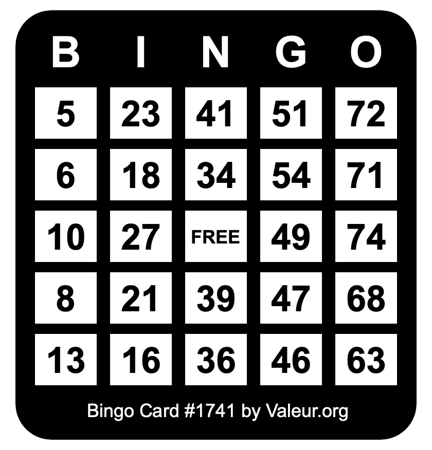 Bingo Card #1741
