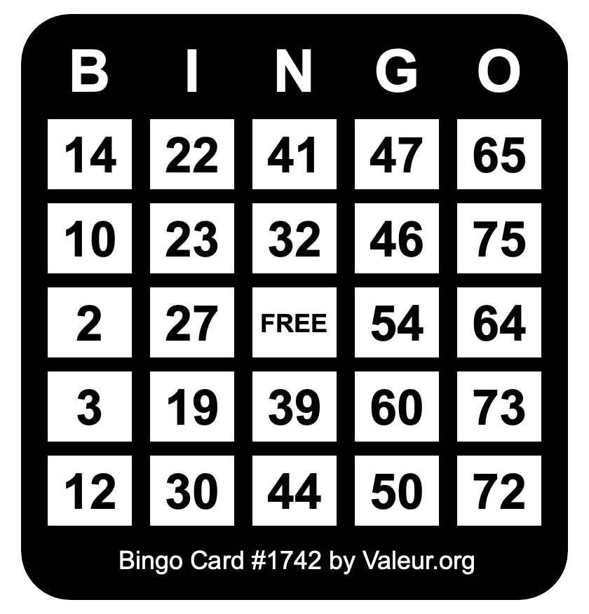 Bingo Card #1742