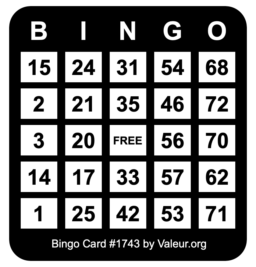 Bingo Card #1743