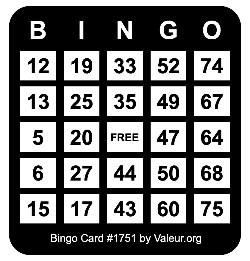 Bingo Card #1751