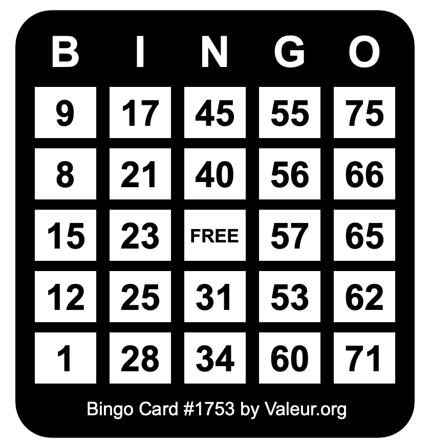Bingo Card #1753