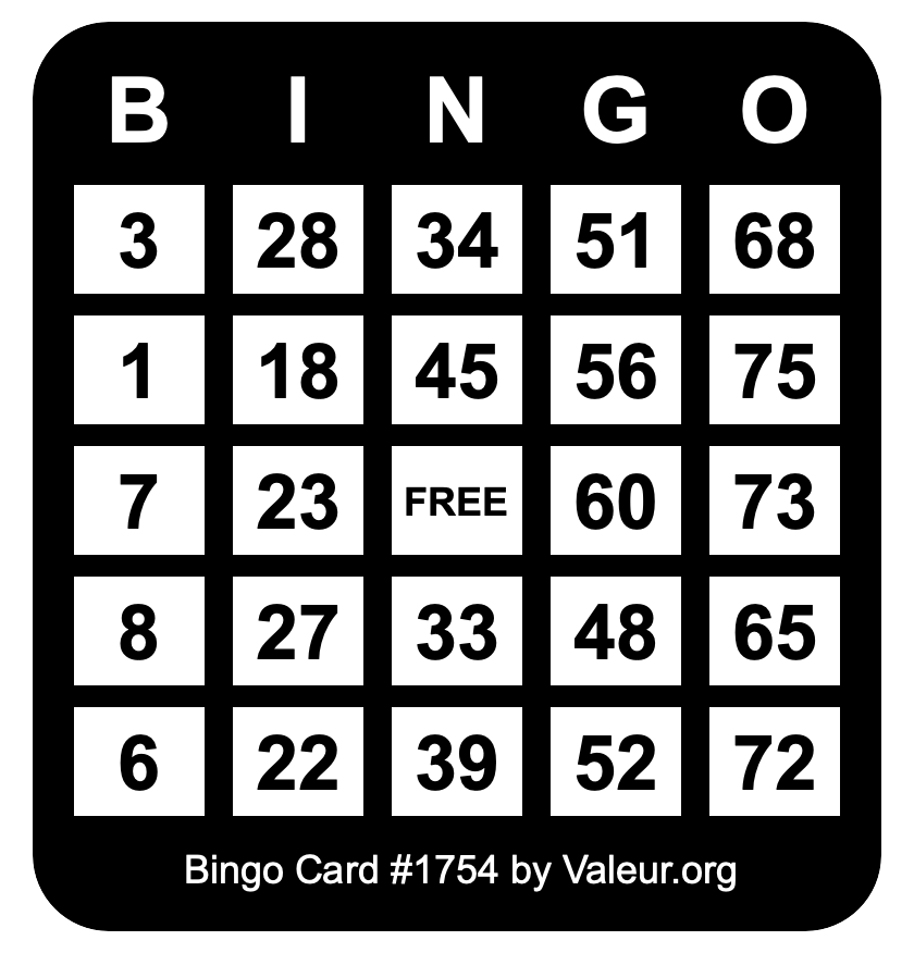 Bingo Card #1754