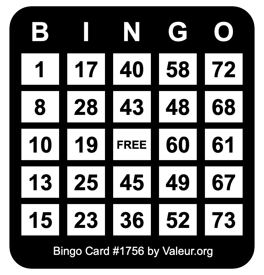 Bingo Card #1756