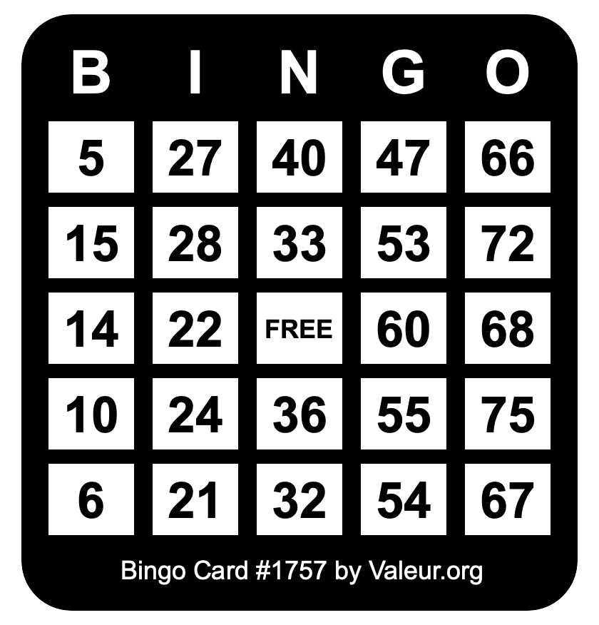 Bingo Card #1757