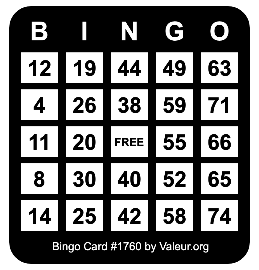 Bingo Card #1760