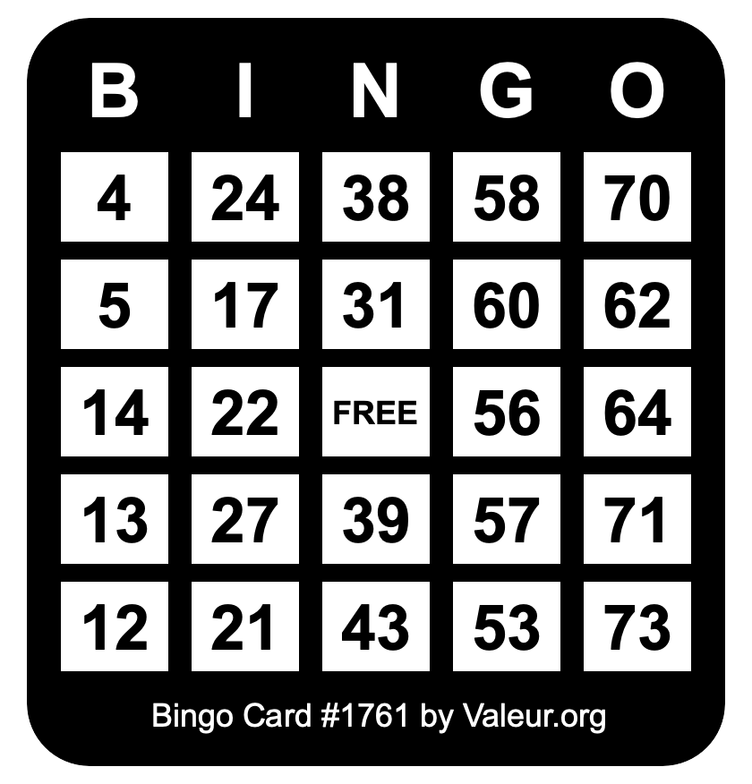 Bingo Card #1761