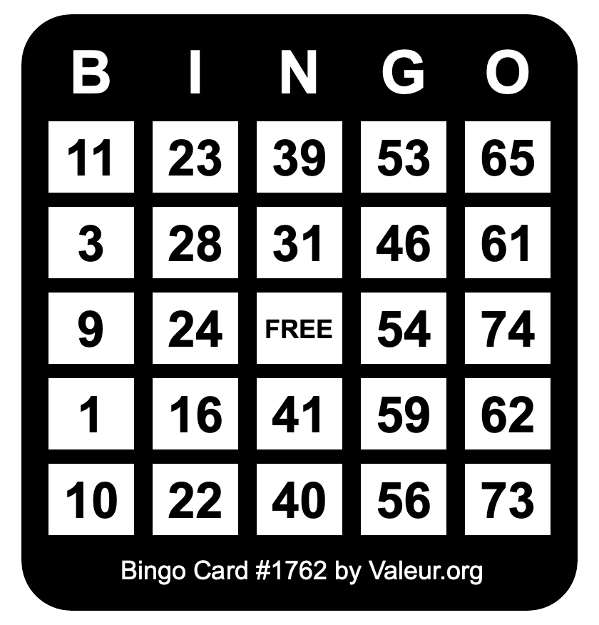 Bingo Card #1762