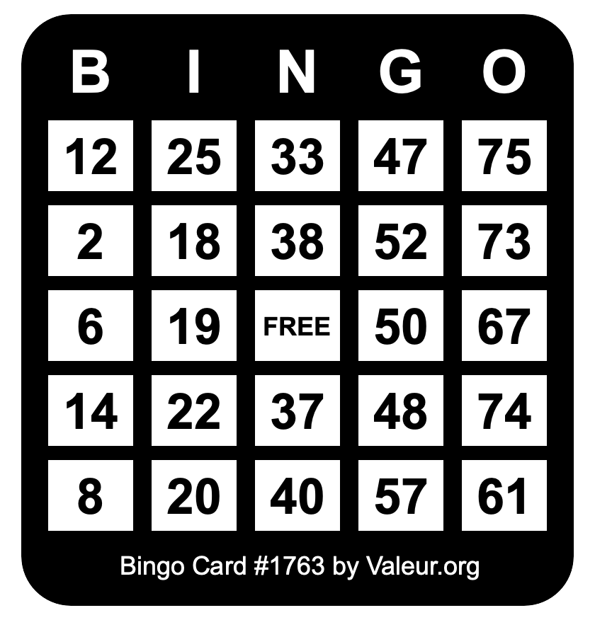 Bingo Card #1763