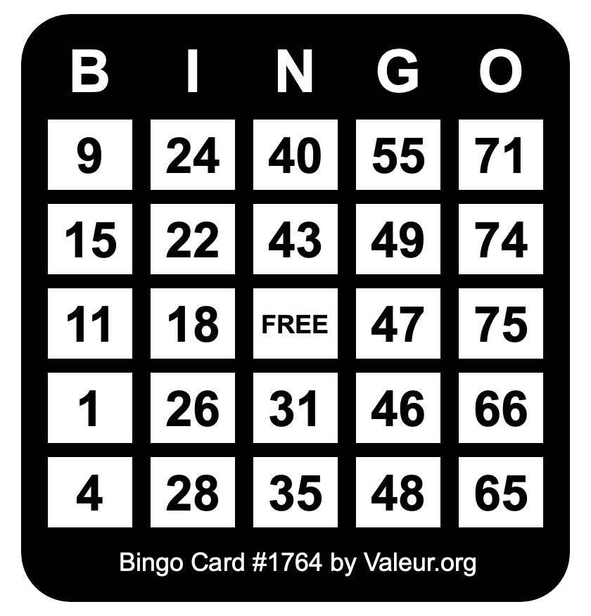 Bingo Card #1764