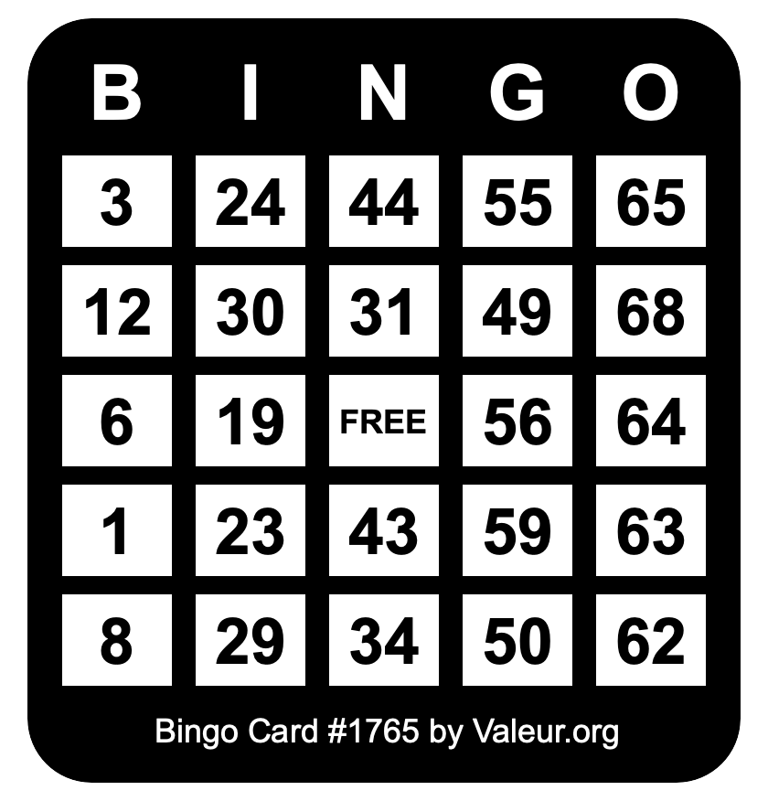 Bingo Card #1765