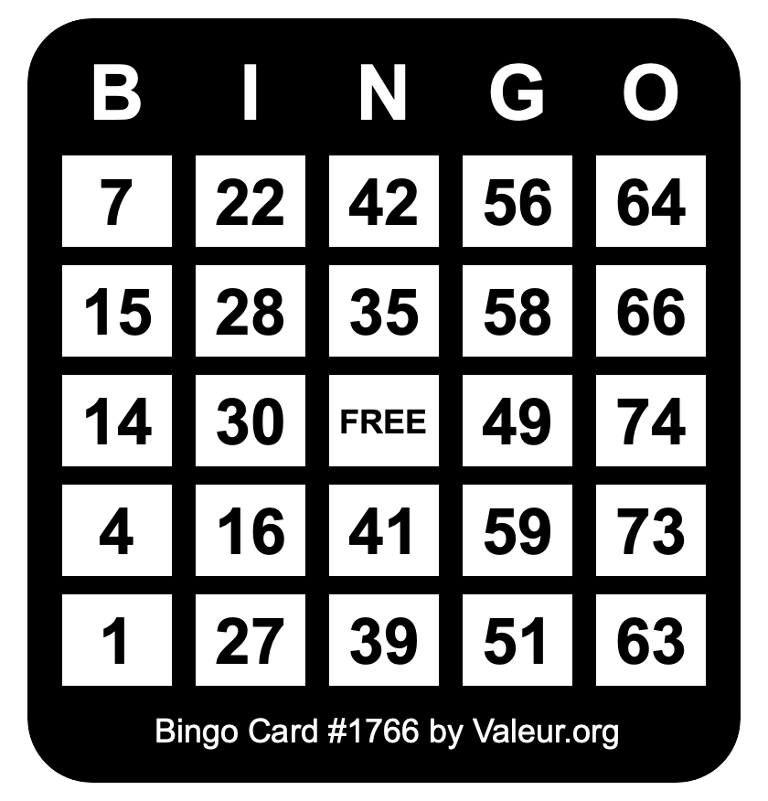 Bingo Card #1766
