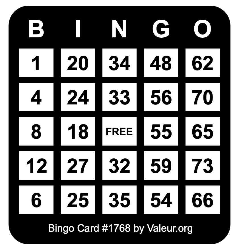 Bingo Card #1768