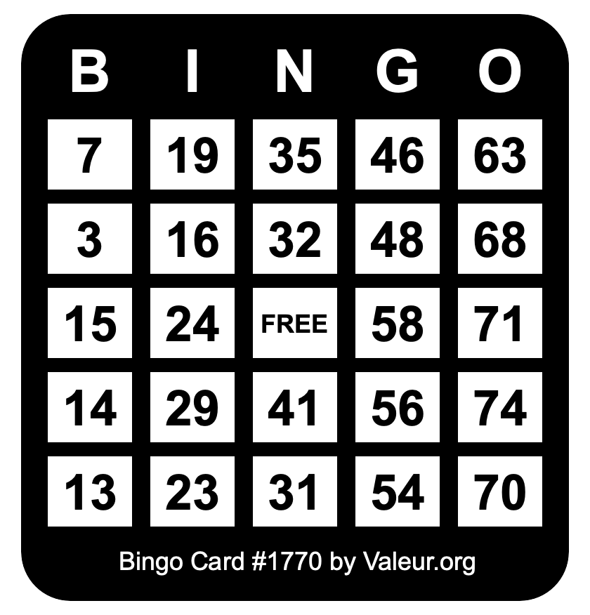 Bingo Card #1770