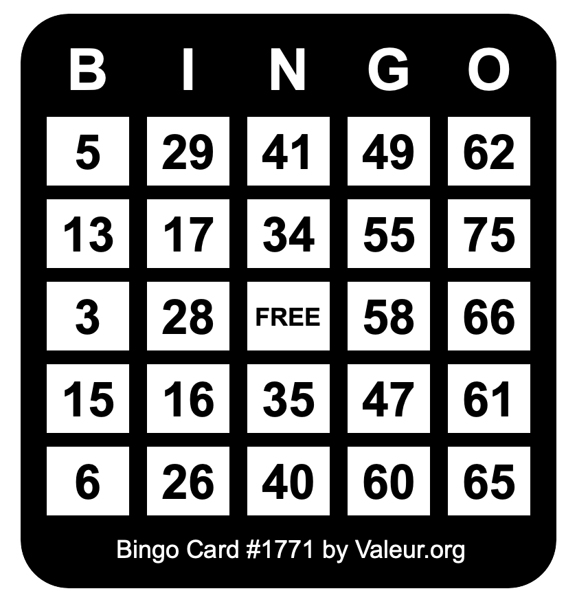 Bingo Card #1771
