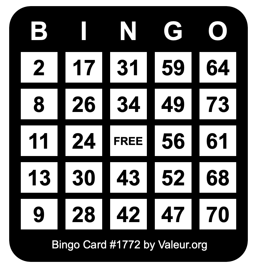 Bingo Card #1772
