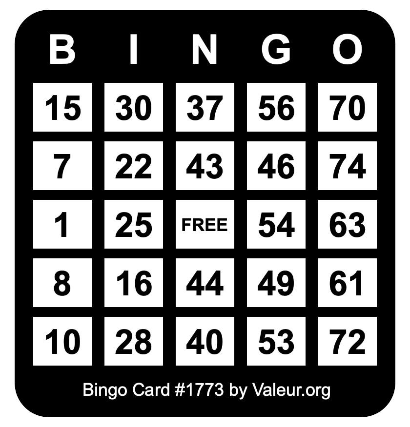 Bingo Card #1773