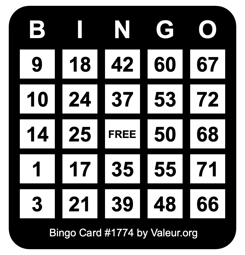 Bingo Card #1774