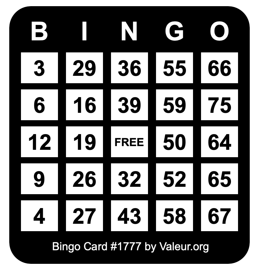 Bingo Card #1777